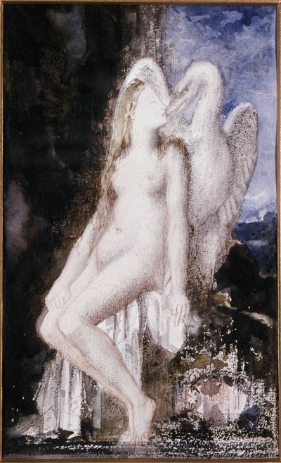 Leda og Svanen. Tegning av Gustave Moreau (1826-1898). av Gustave Moreau