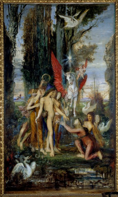 Den greske poeten Hesiode (8. århundre f.Kr.) og musene maleri av Gustave Moreau (1826-1898) 1800-tallet, 263 x 155 cm Paris, Musee Gustave Moreau av Gustave Moreau
