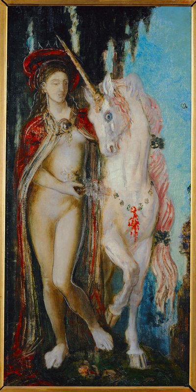 Enhjørningen (maleri på lerret) av Gustave Moreau