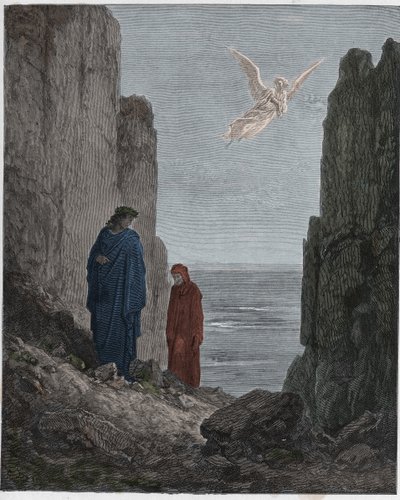 Purgatorio, Canto 19: Poetene stiger opp til den femte sirkelen, illustrasjon fra The Divine Comedy av Dante Alighieri, 1885 (digitalt farget gravering) av Gustave after Dore