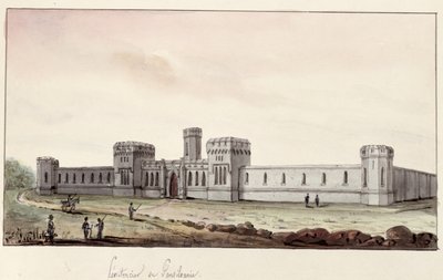 Penitentiary i Pennsylvania, 1831 (penn og blekk og wc på papir) av Gustave de Beaumont