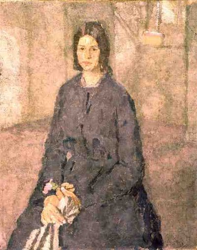 Jente som holder en rose, ca. 1915-25 av Gwen John