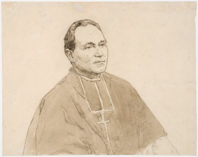 Portrett av en kardinal (kull og akvarell på papir) av Gwen John