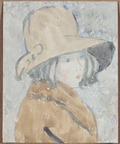 Studie av en liten jente i en bredbremmet hatt av Gwen John