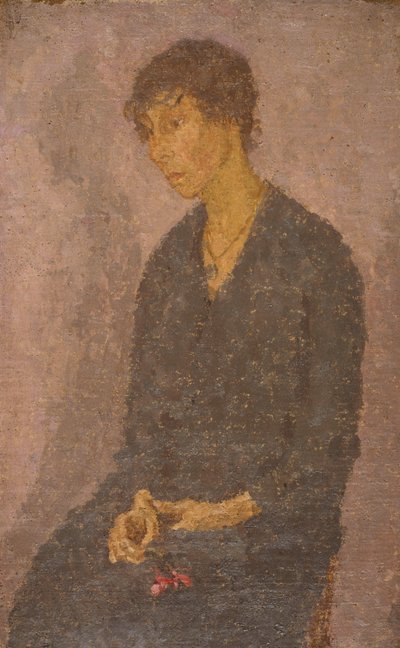 Kvinne som holder en blomst av Gwen John