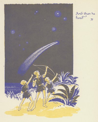 Peter Pan og Wendy: Og så skjøt han (farge litho) av Gwynedd M. Hudson
