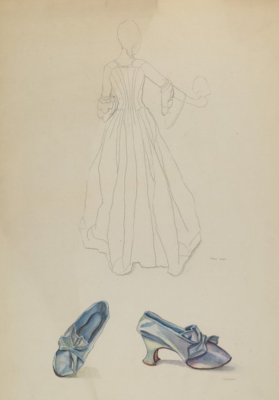 Kjole og tøfler, ca. 1936. av Gwyneth King