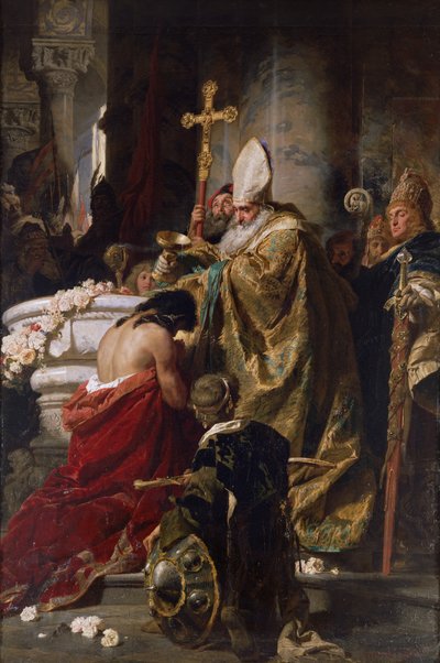The Baptism of Vajk (olje på lerret) av Gyula Benczúr