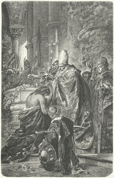 Dåpen til Stefanus I av Ungarn (gravering) av Gyula Benczúr