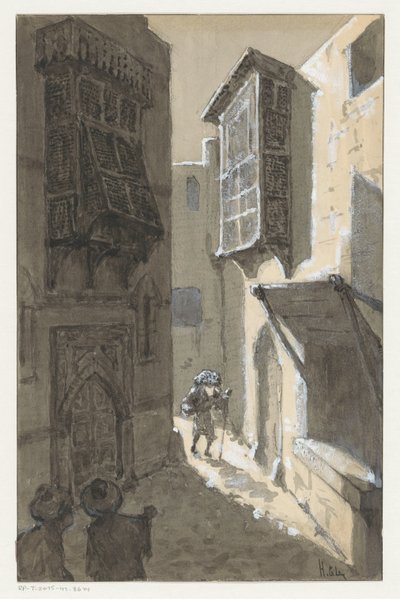 Mann med en pakke i en gate av H.C. Louwerse (signed by artist)
