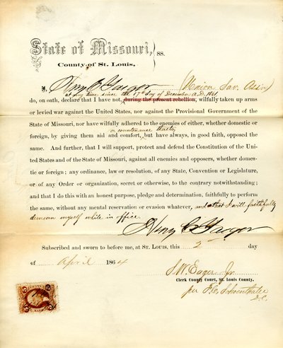 Lojalitetsed av Henry C. Yaeger fra Missouri, fylket St. Louis av H.C. Yaeger