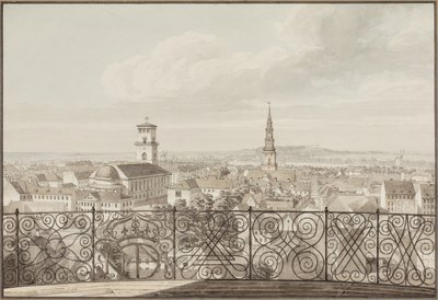 Utsikt fra Rundetårn over København til Frederiksberg slott av H.G.F. Holm