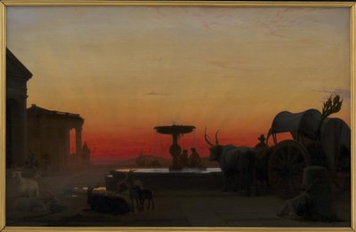 Et torg i Ariccia, Italia. Etter solnedgang av H.J. Hammer