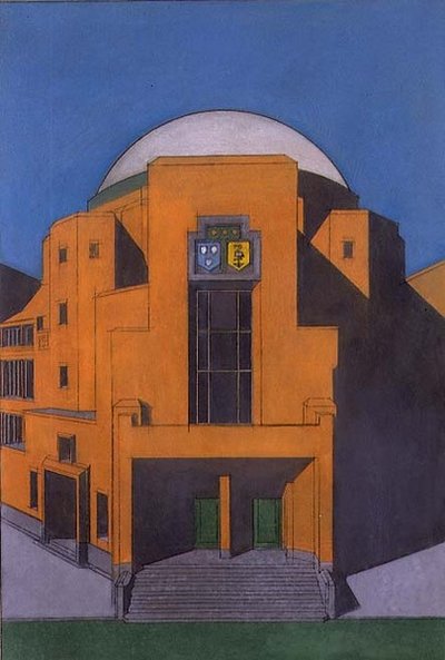 Plan over inngangen til Gemeentemuseum, Haag (pastell) av H.P. Berlage