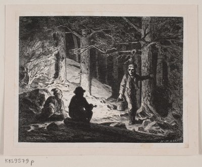Illustrasjon til "En sommernatt på Krogskoven" av H.P. Hansen