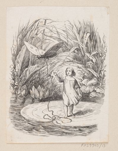 Illustrasjon til «Tommelise» i H.C. Andersen, "Eventyr og historier", bind 1 av H.P. Hansen