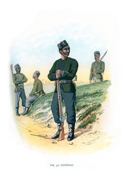 Den tredje Gorkhas, ca 1890. av H. Bunnett