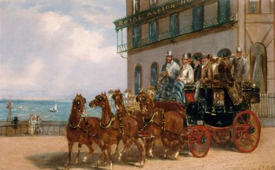 En Stagecoach utenfor Royal Albion Hotel av H. J. Jones