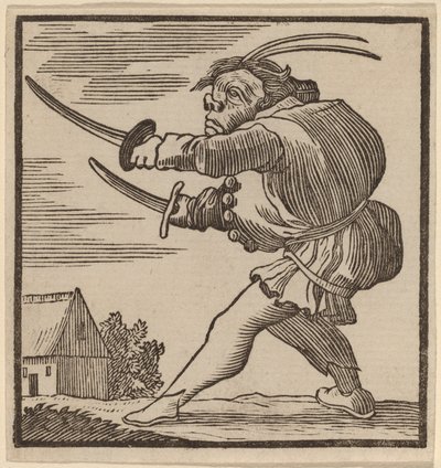 Pukkelrygg med to sverd av H. Numan after Jacques Callot