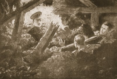 Sekundløytnant C.F.H. Calvert graver opp og redder to menn fra et gruvegalleri som hadde falt inn av H. Ripperger