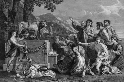 De har gjort dem til en smeltet kalv og har tilbedt den, 1800-tallet av H. Robinson