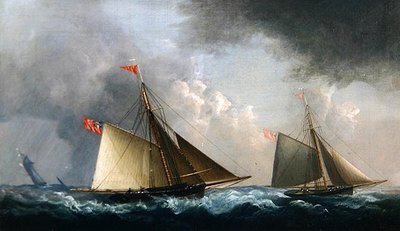 Cutter Yachts Racing (olje på lerret) av H. Sargeant
