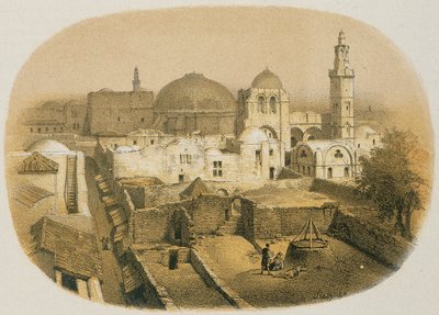 Den hellige gravs kirke i Jerusalem. Etsning av Stelzner - Steinkopk JF Editore av H. Stelzner