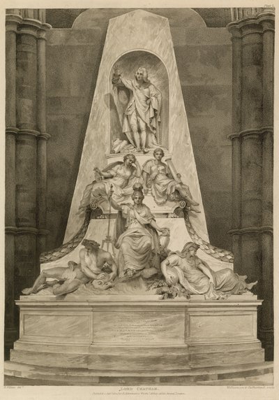 Monument til Lord Chatham ved Westminster Abbey, London av H. Villiers