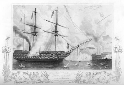 HMS Agamemnon angriper Fort Constantine, 1854 1857. av H. Winkles