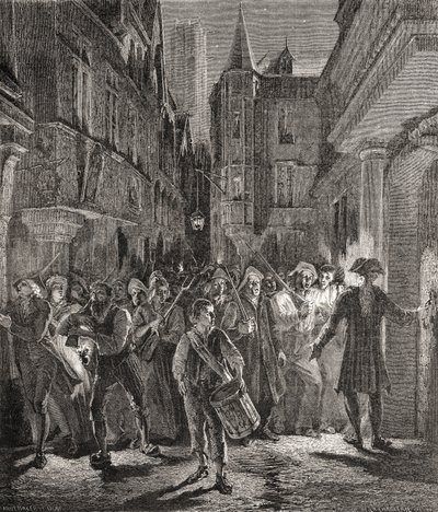 Paris bevoktet av folket, gravert av Pannemaker-Ligny (gravering) av H. de la (after) Charlerie