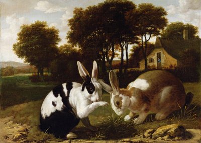 To kaniner i et landskap, ca. 1650 av Haarlem School