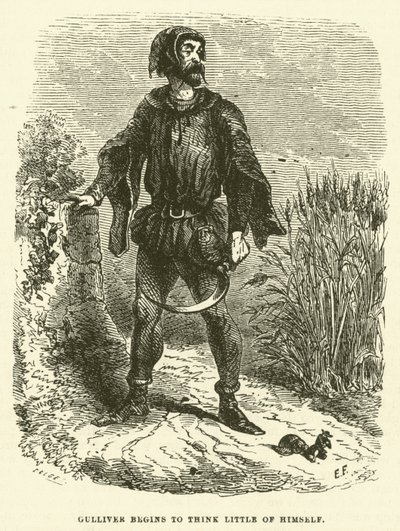 Gulliver begynner å tenke lite om seg selv (gravering) av after Hablot Knight Browne