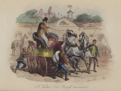 Illustrasjon for Lewis Arundel eller The Railroad of Life av Frank E Smedley (farget gravering) av after Hablot Knight Browne
