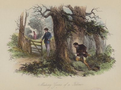 Illustrasjon for Lewis Arundel eller The Railroad of Life av Frank E Smedley (farget gravering) av after Hablot Knight Browne