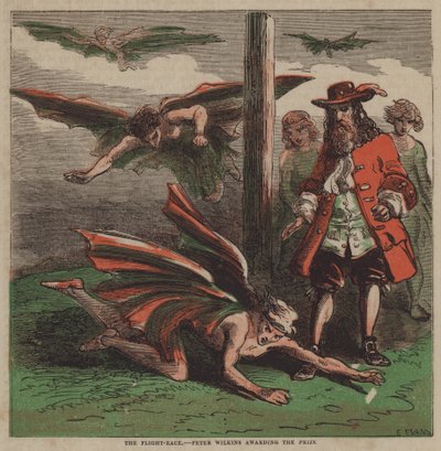 Flyløpet, Peter Wilkins tildeler prisen (farge litho) av after Hablot Knight Browne