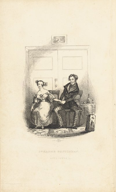 Frontispice til The Strange Gentleman: A Comic Burletta, av Charles Dickens (1812-70) av Hablot Knight Browne
