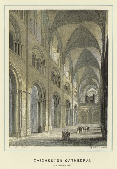 Chichester Cathedral, skip med utsikt mot øst av Hablot Knight Browne