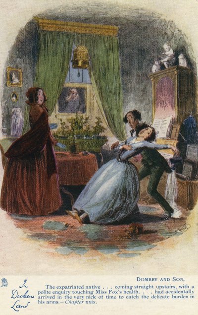 I Dickens Land - Dombey and Son-postkort, ca. 1907 av Hablot Knight Browne