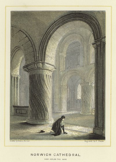 Norwich Cathedral, utsikt over skipet av Hablot Knight Browne