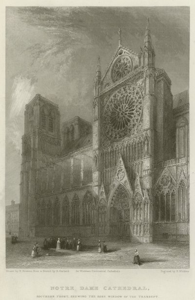 Notre Dame-katedralen, sørfronten, viser rosevinduet til transeptet av Hablot Knight Browne
