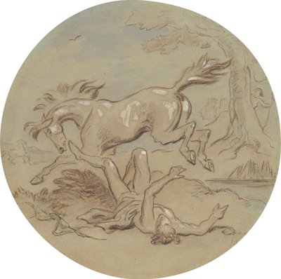 En av atten design for en serie plater som illustrerer Venus og Adonis av Hablot Knight Browne