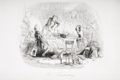 Our Housekeeping, illustrasjon fra 'David Copperfield' av Charles Dickens (1812-70) først publisert 1850 av Hablot Knight Browne