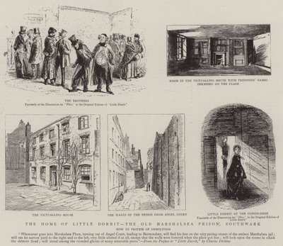 Hjemmet til Lille Dorrit, Old Marshalsea Prison, Southwark av Hablot Knight Browne
