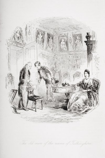 Den gamle mannen med navnet Tulkinghorn, illustrasjon fra 'Bleak House' av Charles Dickens (1812-70) publisert 1853 av Hablot Knight Browne