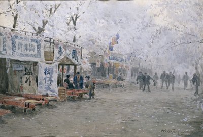 Cherry Blossom Festival, ca. 1903 (akvarell på off-white papir) av Hachir Nakagawa