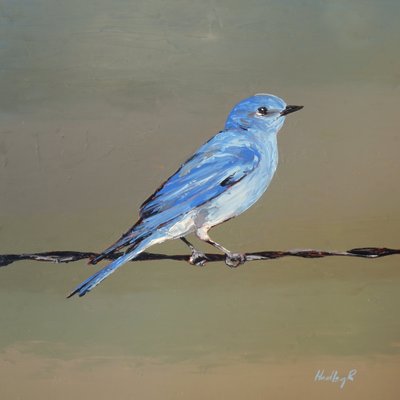 Flishugger, ca. 2025 (olje på masonitt) av Hadley Rampton