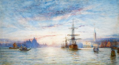Solnedgang over den venetianske lagunen (wc på papir) av Hale Sanders