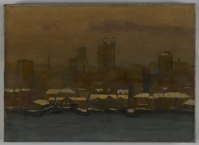 River Front, New York om vinteren, ca. 1912 av Hamilton Easter Field