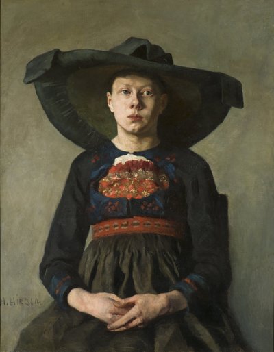 A Bavarian Peasant Girl - A Bavarian Peasant Girl, av Pauli (Hirsch-Pauli), Hanna (1864-1940). olje på lerret av Hanna Pauli