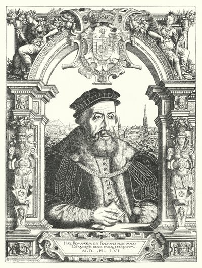 Ferdinand I, den hellige romerske keiseren (gravering) av Hanns Sebald Lautensack